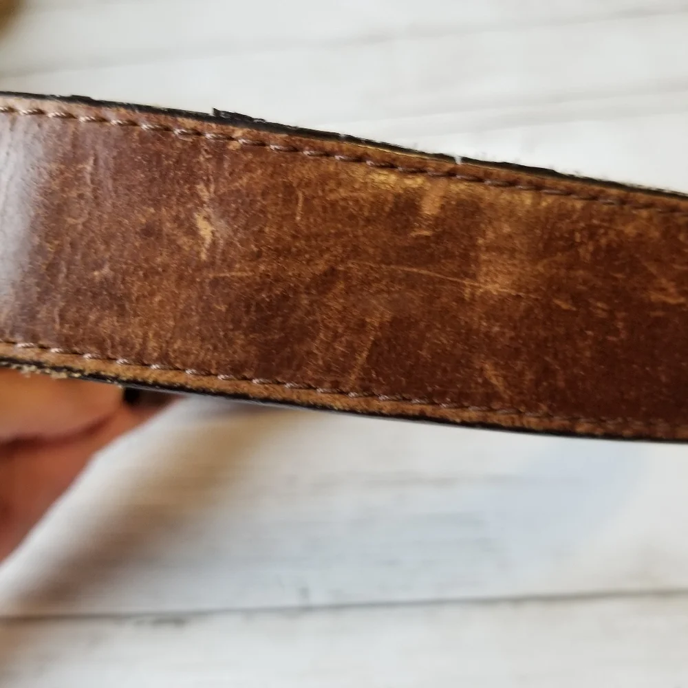 Georgia Boot Logo Brown Genuine Leather Belt
